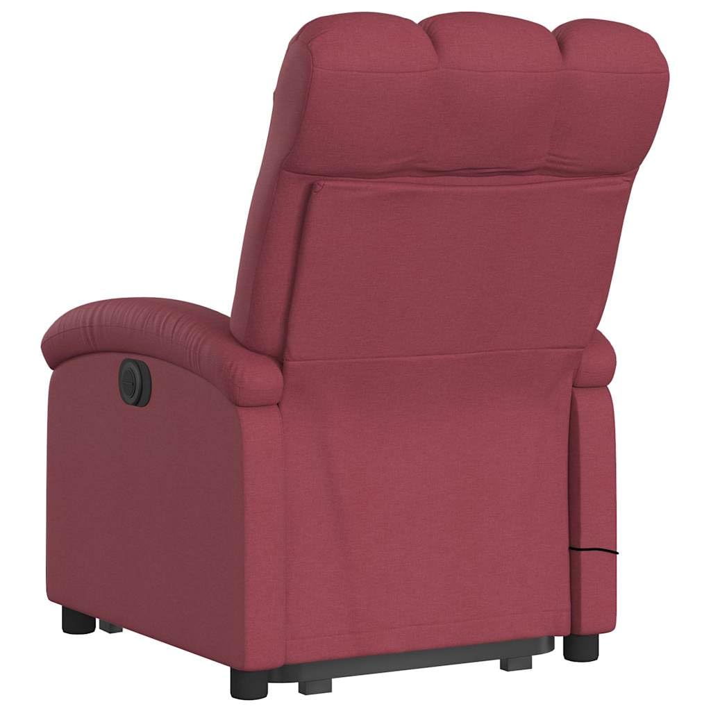 Sillón elevador eléctrico reclinable de tejido rojo vino con 6 puntos de vibración, función de elevación e inclinación a 135 grados, estructura estable