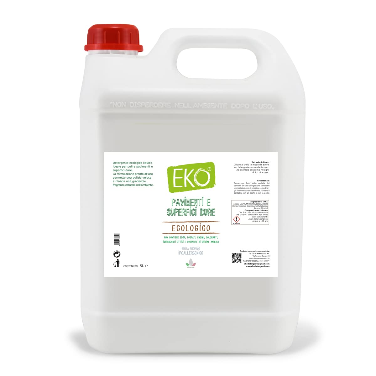 EKO detersivo pavimenti ecologico liquido Tanica 5L (Senza Profumo)