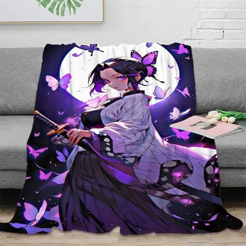 UPRSTUVWX Demon Slayer Manta Manta Impresa 3D Kimetsu No Yaiba Microfibra Suave Acogedora Y Cálida Cubierta De Cama Multiusos Mullida para Niños Adultos，para Adultos Y Niños 60x80inch(150x200cm)