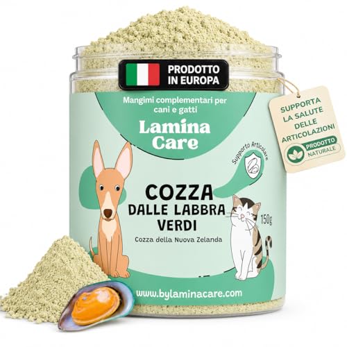 Lamina Care - Integratore Articolazioni Cane di Cozze Verde in Polvere per Rafforzare le Articolazioni in Modo Naturale, Integratori per Cani e Gatti con Glucosamina e Omega 3, Condroprotettori Cane