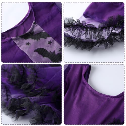 HarnyLoom Bat Vampire Costume Kids Halloween Costumes Girls Bat Tutu Dress with Bat Wings Headband Candy Bag Magic Wand Outfit Fancy Dress Up Halloween Party Vampire Princess (150 (12-14 years)) - Image 4