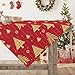 Tovaglia Natalizia Antimacchia Rettangolare Albero di Natale dorato Aspetto Lino Lavabile Effetto Loto Interno ed Esterno Soggiorno Cucina Decorazioni Natalizie 100 x 100 cm Quadratisch immagine