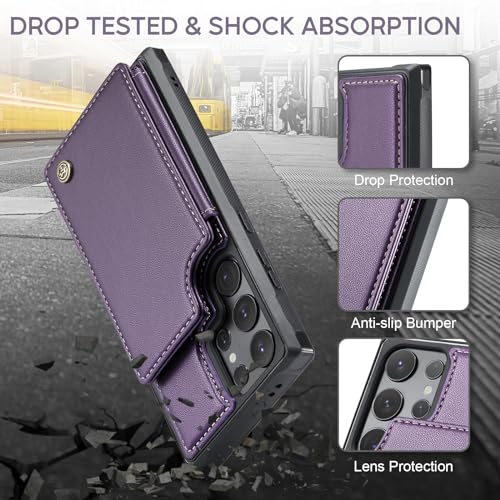 Vinich for Samsung Galaxy S24 Ultra Wallet Case with Card Holder, RFID Blocking Credit Slots Kickstand Shockproof Phone Cover Fit for Galaxy S24 Ultra 6.8" Purple by Vinich - Image 5