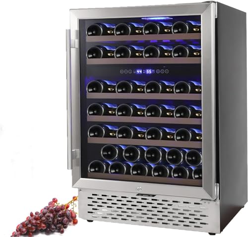 GarveeHome 51 Bottle Wine Cooler Upgraded, Dual Zone 24" Wine Fridge Cooler, Seamless Stainless Steel Design, Digital Temperature Control, Built-in or Freestanding, Glass Door, Quiet Compressor