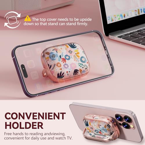 Image of Inesore for AirPods Pro 2nd /1st Case (2023-2019)-Pink Berry Flower | with Safty Lock,Two-Piece Design,with Gold Keychain & Clean Pen,Support Wireless Charging,Cute Luxury Case for Women Girly