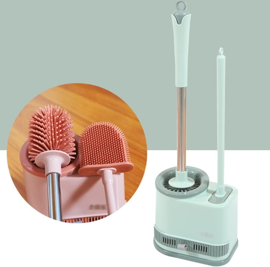 Toilet Brush Holder Toilet Brush Holder Household Wall-Mounted Toilet Bowl Brush Bathroom Long Handle Soft Bristles Cleaning Brush 360° No Dead Angle Toilet Brushs Set Toilet Brush Holders(A)