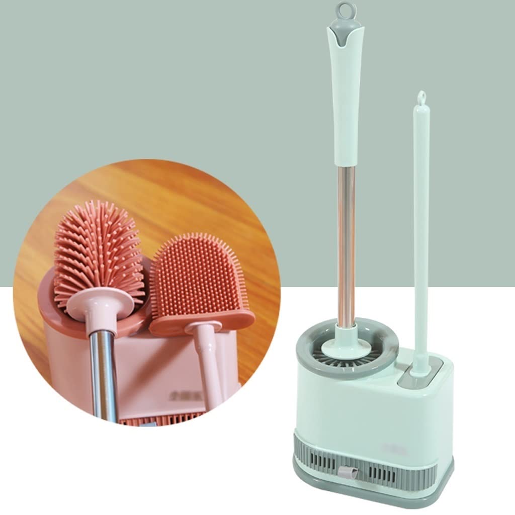 Escobilla Baño/Escobilla y Portaescobillas de Baño Escobillero for el hogar Montado en la pared Escobilla for inodoro Baño Mango largo Cerdas suaves Cepillo de limpieza 360 ° Sin ángulo muerto Juego d