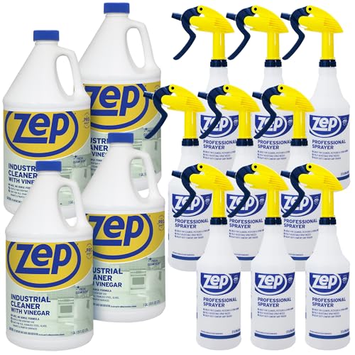 Zep Industrial Cleaner With Vinegar 1 Gal (Case of 4) Professional Sprayer Bottle (Case of 9) - R48410 - No-Rinse Professional Grade Formula with Fresh and Clean Scent