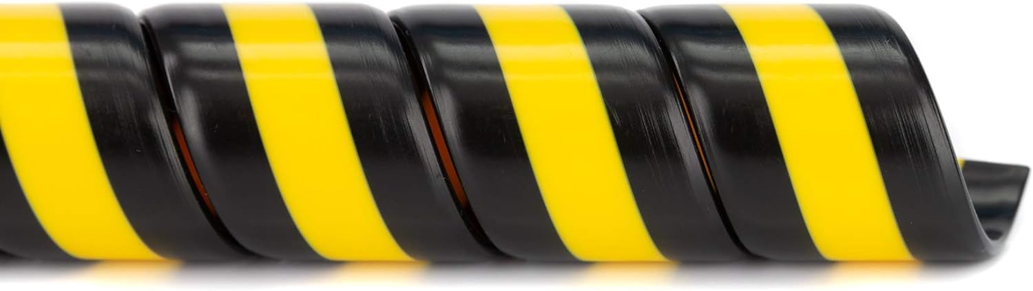 DUO spiralna osłona do węży hydraulicznych Ø 25 mm – ochrona węży hydraulicznych i kabli, odporna na promieniowanie UV, ścieranie oraz elastyczna spirala kablowa, czarno-żółta, długość 6 m