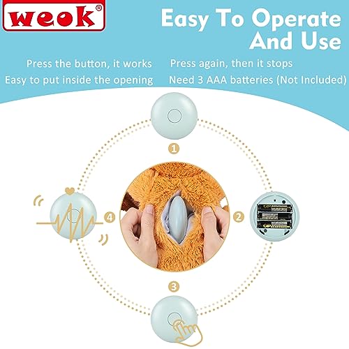 WEOK Puppy Heartbeat Toy- Dog Heartbeat Toy for Separation Anxiety Relief Puppy Heartbeat Stuffed Animal Anxiety Calming Behavioral Aid Plush Toy for Dogs Cats Pets - Image 4