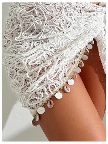 GORGLITTER Women's Lace Sarong Wraps Beach Cover Up Skirt Sheer Tie Side Swimsuit Coverups4