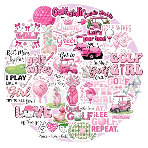30Pcs Pink Golf Stickers For Women Girls – Waterproof Vinyl Decals For Water Bottles, Laptops, Journals, Helmets &Amp; More