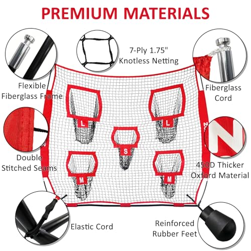 7×7ft Football Throwing Net, Football Training Net,Target Practice with 5 Different Sized L/M/S Targets | Great for Quarterback | Includes Compact Carrying Bag - Image 4