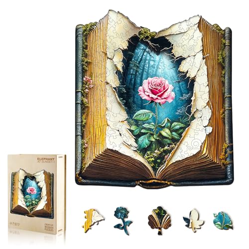 WOODBESTS Holzpuzzle Erwachsene, Blühende Blumen Holzpuzzle, 280 Stück Holzpuzzles, Unregelmäßige einzigartige Tierform Puzzle, Schöne Geschenke für Puzzle-Liebhaber (L-34 * 30.1 cm)