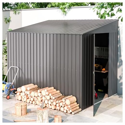 AECOJOY Storage Shed Lean to, Outdoor 6' x 8' Metal Wall Side Bike Shed & Outdoor Storage, Garden Storage Cabinet for Backayrd, Patio and Outdoor Use in Dark Grey