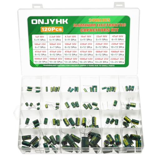ONJYHK 24Values Aluminum Electrolytic Capacitor Assortment Kit