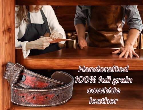 Image of F&L CLASSIC Western Belt without buckle for men - Full Grain Leather Cowboy Belts for jeans - One Piece Leather strap belt