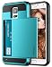 Galaxy S5 Case, Vofolen Hybrid Cover Galaxy S5 Wallet Case Shock Absorption Rubber Soft Bumper Armor Anti-Scratch Protective Shell with Slide Card Holder Slot for Galaxy S5 (Light Blue)