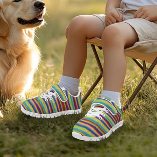 Boys Sneakers Kids Running Shoes Girls Mesh Fitness Shoe Indoor Training Sneaker Lightweight Outdoor Sports Athletic Tennis Shoes for Little Kid/Big Kid Rainbow Pattern3