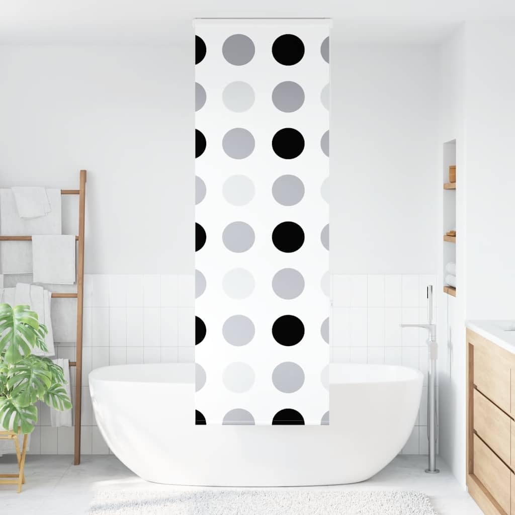 Cortina de ducha enrollable con casete, 70 x 240 cm, ancho de la tela 66 cm, de PEVA impermeable, riel de aluminio, con conector de cadena, ahorra espacio, protección visual y seguridad infantil para