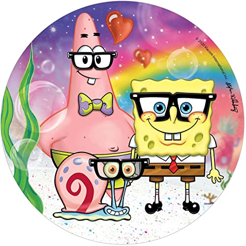 Dekora - Decoracion Tartas de Cumpleaños Infantiles en Disco de Oblea de Bob Esponja - 20 cm