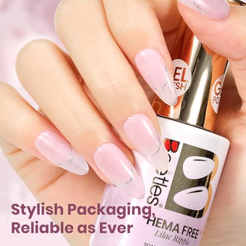 Image of Beetles Lilac Ripple Nude Pink Gel Polish - 15ML Full Size Neutral Jelly Nude Pink Nail Polish Base Color Nail Concealer Sheer Translucent Effect Soak Off UV LED French Nail Art DIY Manicure Gifts