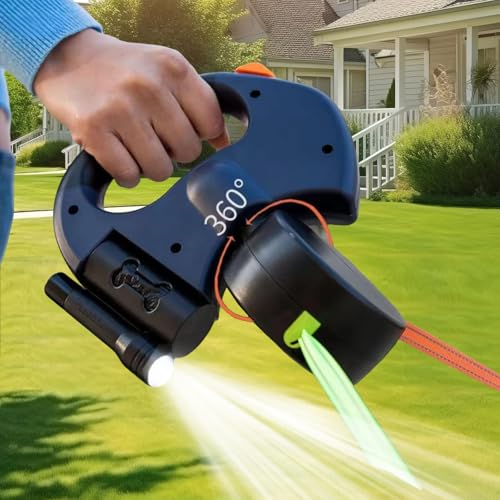 Einziehbare Hundeleine,10Fuß Hundeleine mit LED-Licht, Doppelleine für 2 Hunde, 360° Verhedderungsfreier Leinenverlängerung, mit Kotbeutel, für Hunde bis 50kg, für Training und Spaziergänge (Schwarz)