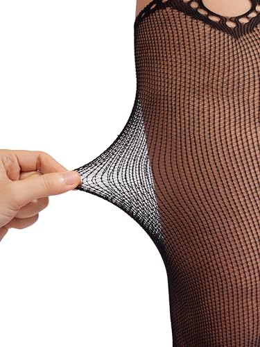 Image of Sacina Black Fishnet Lace Thigh High Tights for Women, Gothic Accessories