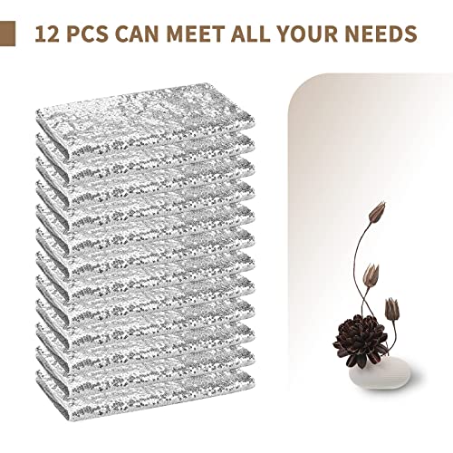 Fani 12 Pack Silver Sequin Table Runner 12 Inch X 72 Inch Sequin Table Cloth For Wedding Round Rectangle Tables Sparkle Table Covers For Party Engagement Birthday Banquet Decorations Baby Shower thumb #6