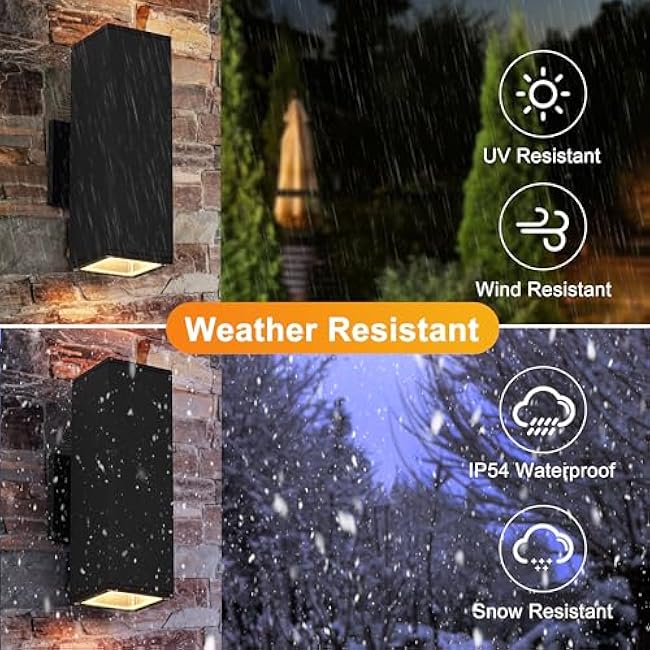 Outdoor Wall Lights, 2 Pack Waterproof Exterior Lighting Fixtures, Anti-Rust Outdoor Light Fixture Black Aluminum Porch Lights for Garage