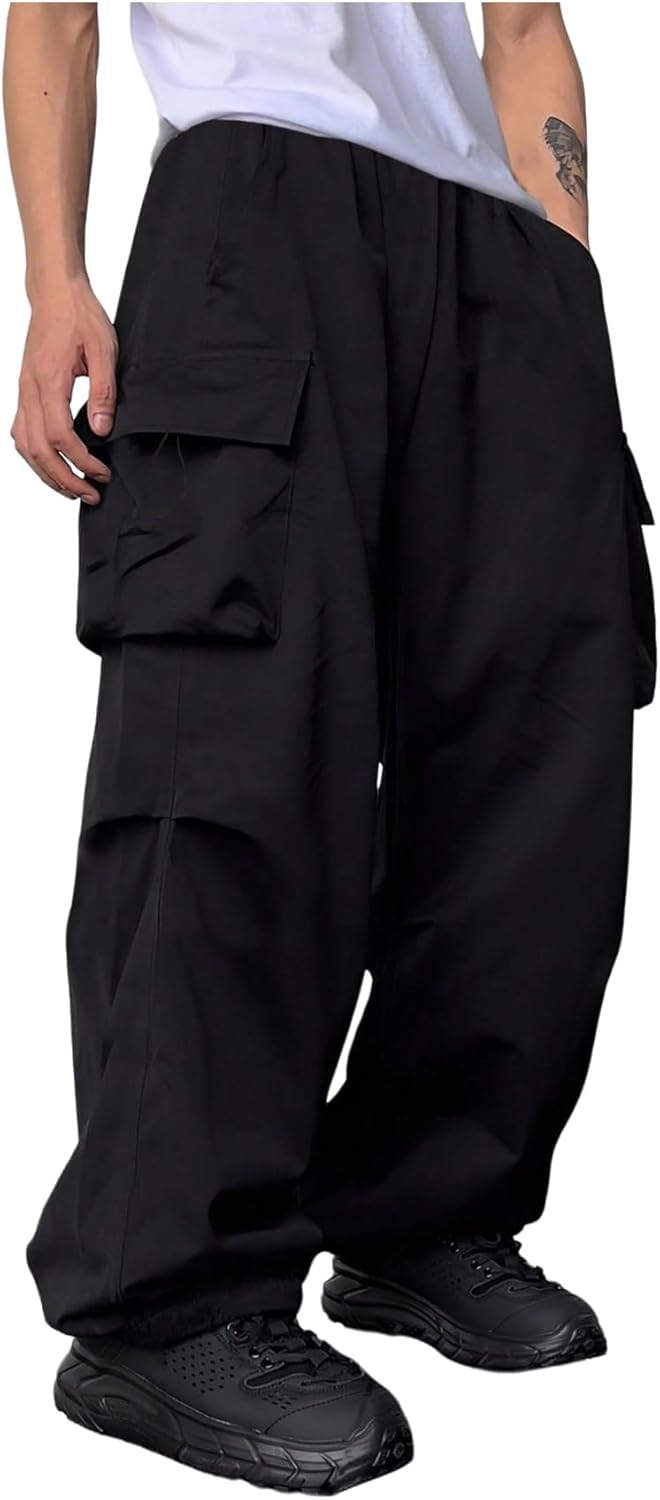 GORGLITTER Boy's Pants Baggy Cargo Wide Leg Pants Casual Y2K Flap Pocket Side Elastic Waist Loose Trousers 8-16Y - Image 4