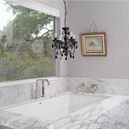 Image of The Original Gypsy 4-Light Flush Mount Crystal Chandelier, Black