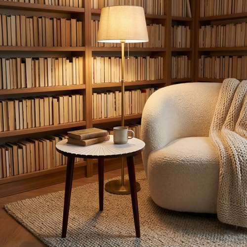 Image of Arvix Store Wooden Round Coffee Table, Easy-to-Assemble Home Decor Bedside Table, Nightstand Coffee End Table for Living Room, Small Space (Brown White)