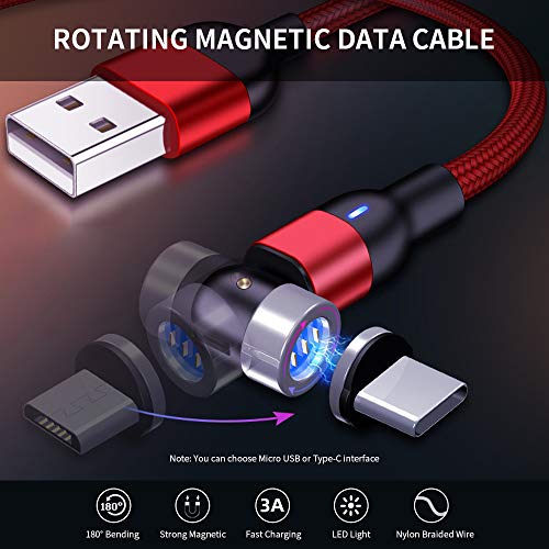 Btuty Cabo de dados de sucção magnética giratória de 540 graus Cabo de carregamento rápido 3A Cabo d