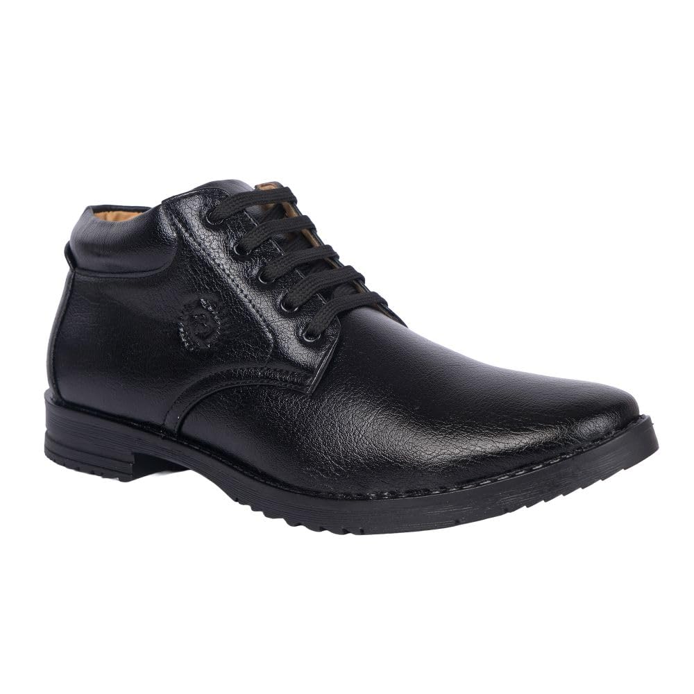 Weil Men’s Black Formal Ankle-Length Lace-Up Boots | Premium Synthetic Leather Office & Business Wear Boots | Cushioned Insole, Durable Anti-Slip Sole | Classic Plain Design for Daily-image-11