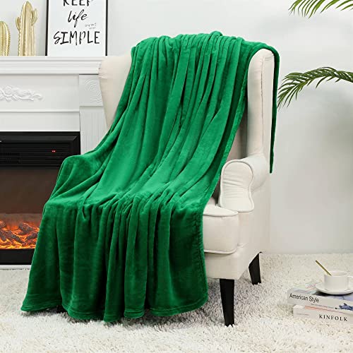 Image of NANPIPER Fleece Blankets Super Soft Flannel Queen Size Blanket for Bed Luxury Cozy Microfiber Plush Fuzzy Blanket,Emerald Green