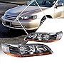 Headlight Assembly Compatible with Honda Accord 98-02 | Headlamps with Black Housing Amber Corner