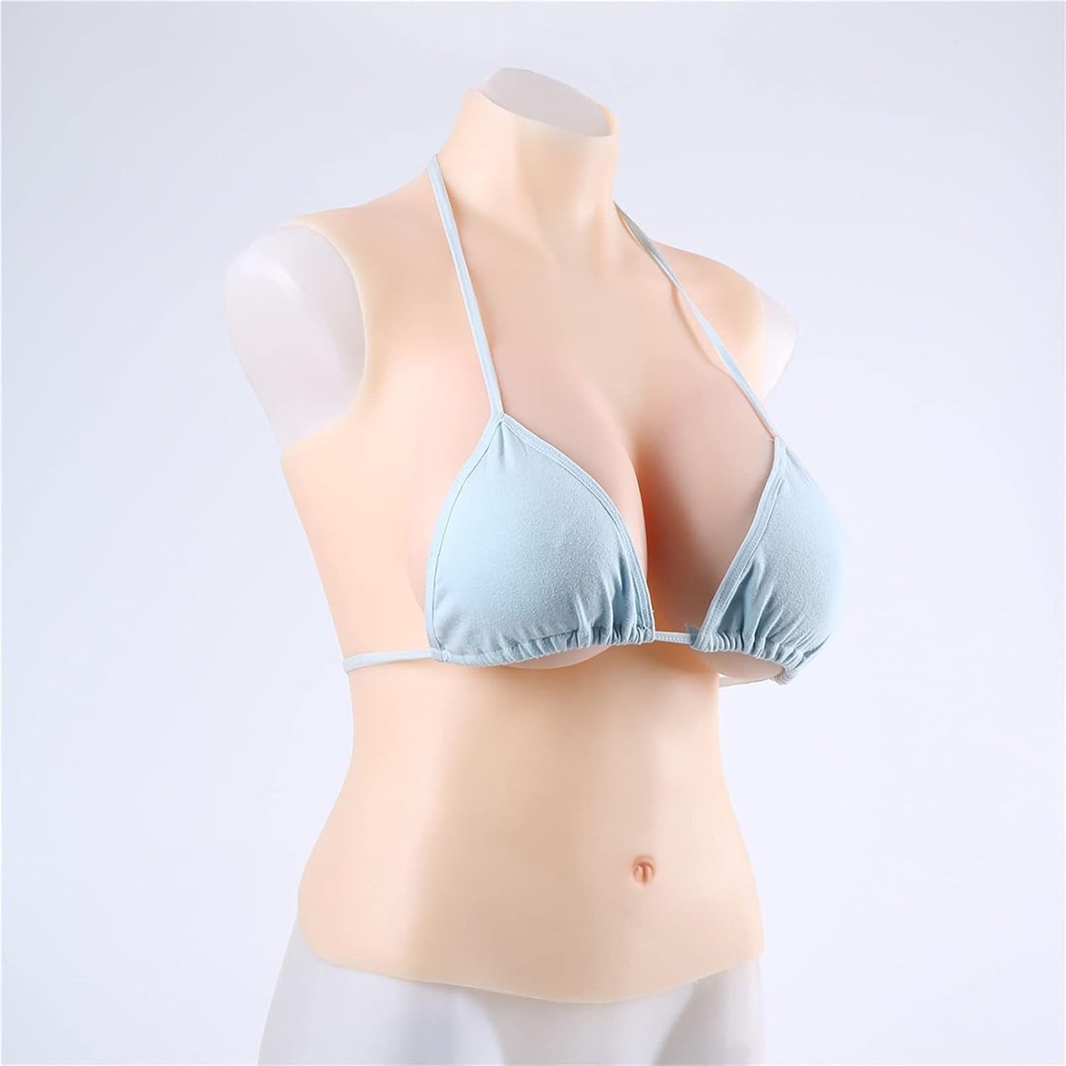 Silicon Plaque Thoracique Léger Demi Corps Forme de Poitrine Transgenre Col Rond Faux Seins Soutien-Gorge Amplificateur pour Mastectomie/Poitrine Plate Taille, G Cup W, G Cup W