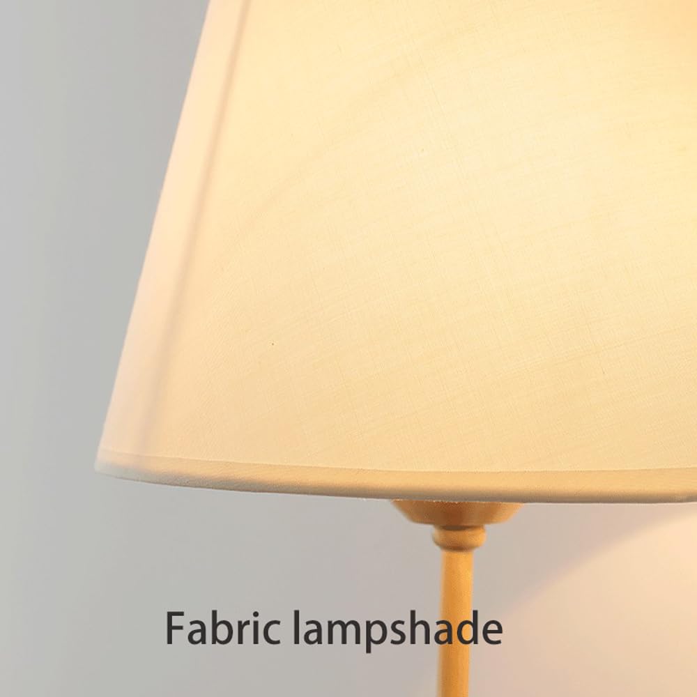 Applique da Parete Rustica Industriale con Supporto a Colonna in Ottone, Lampada da Parete Vintage in Legno con Paralume in Tessuto Svasato, apparecchio di Illuminazione per Arredamento Rustico p