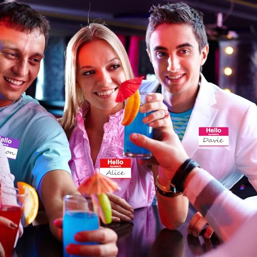 200 Stück Hello My Name is - 89mm x 57mm Rot Namensschilder Aufkleber, Selbstklebende Namensschilder, Namensaufkleber für Büro, Meeting, Schule, Lehrer und Mailing