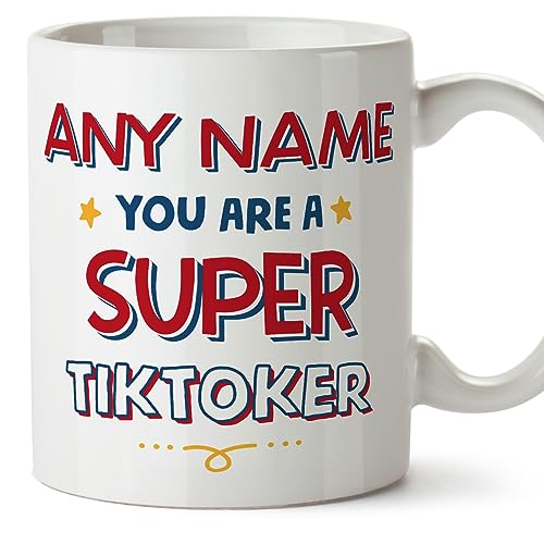 MUGFFINS Tazas Personalizadas para TIKTOKER mujer - En Inglés - You Are Super - 11 oz / 330 ml - Regalo Personalizable original y divertido
