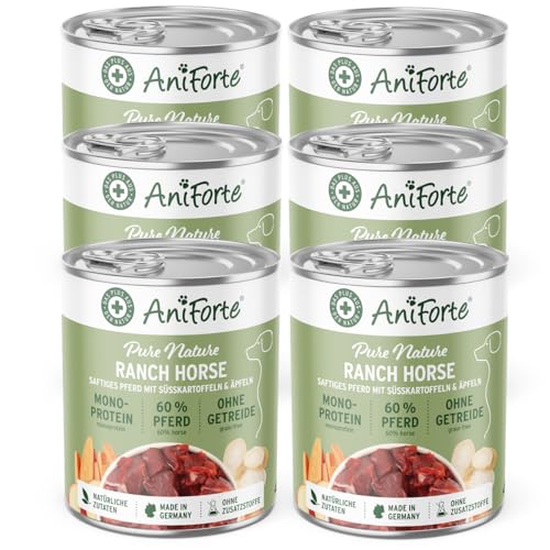 AniForte Hundefutter Nass RanchHorse 6 x 400g – Nassfutter für Hunde, Frisches Pferd mit Gemüse & Früchten, hoher Fleischanteil, Natürliches Hundenassfutter getreidefrei