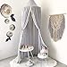 HOUTBY Princess Dome Bed Canopy Cotton Canvas Mosquito Net Kids Play Tent Hanging House Decoration for Baby Kids Indoor Outdoor Playing Reading