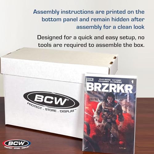 BCW Caixa de armazenamento curta de quadrinhos – Pacote com 3 | Papel ondulado branco premium, 90 kg