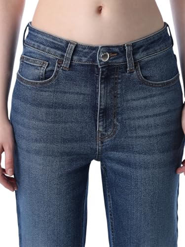 Image of ONLY Women's Solid Slim Fit High Rise Blue Jeans