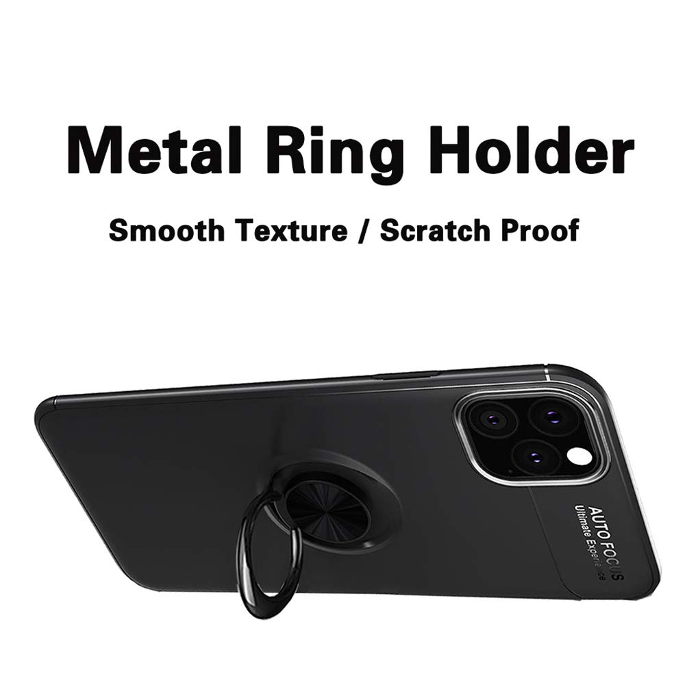 Asuwish Cover per iPhone 11 Pro con Pellicola Vetro Temperato Vetrino Magnetica Anello Supporto Sottile Slim Protettiva Protezione TPU Silicone i-Phone i 11Pro Plus Custodia Case Maschio Ragazza Nero