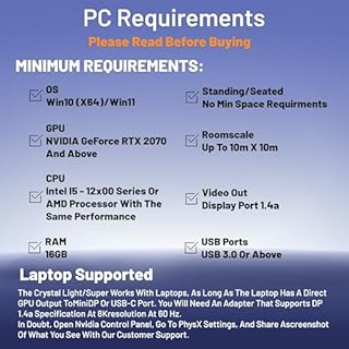 Pimax Crystal Light High Clarity PC VR Headset with 8K Resolution & 120Hz - For SteamVR Games, Flight & Racing Simulators - Controllers Included Full Payment Version