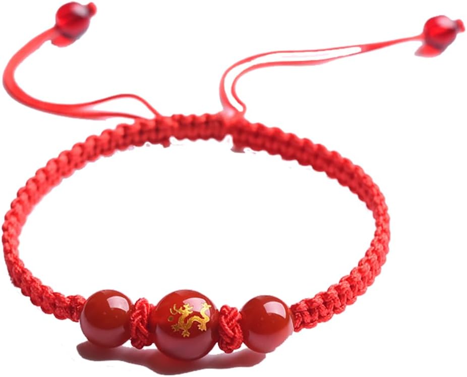 Rrdaily Red String Dragon Year Bracelet for Women Men,Adjustable Chinese New Year Animal Good Luck Bracelet Feng Shui Red Rope Bracelet Jewelry Gifts