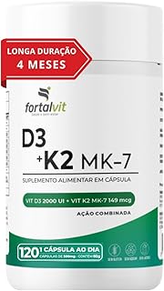 Vitamina d3 + k2 longa duração: 4 meses uso 2000ui d3 149mcg v