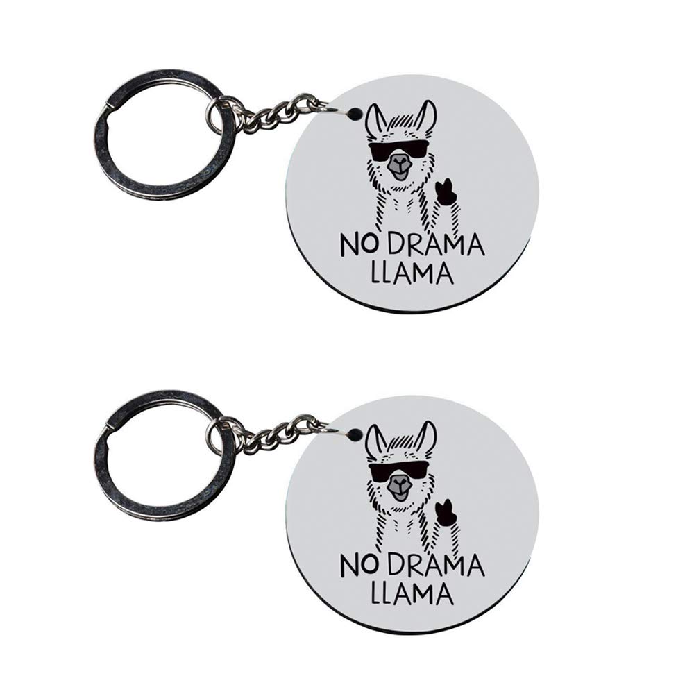 Anuman007 | llama keychain for girls | keychain for cycle Printed Wooden Keychains | Circle Shape Set of 2 keyrings 2x2 inch